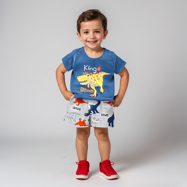Summer Set - Blue tee with Dino shorts